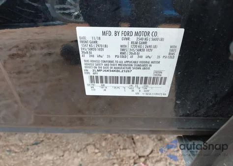 2019 Lincoln Nautilus Select z USA, uszkodzony, nr VIN 2LMPJ6K94KBL23267